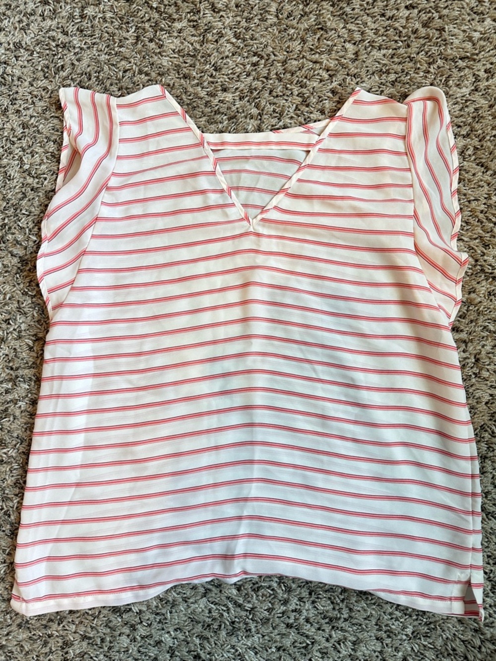 LOFT Pink and White Striped Short Sleeve Top - Picture 2 of 4